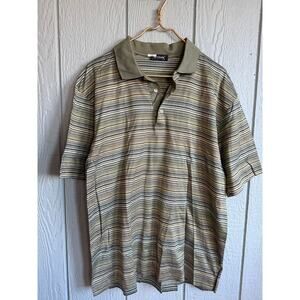 Men's St. Croix Striped Green Polo Short Sleeve, XL